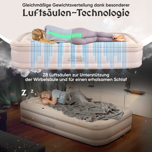 Luftbett für 1 Person [Praktisches 3 in 1 System] in Beige
