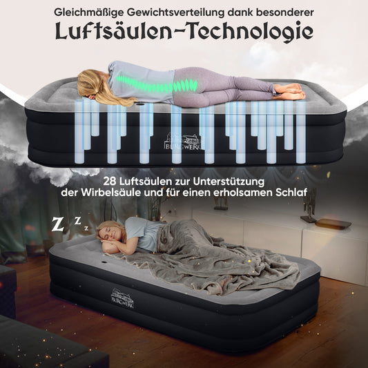 Luftbett für 1 Person [Praktisches 3 in 1 System] in Schwarz/Anthrazit