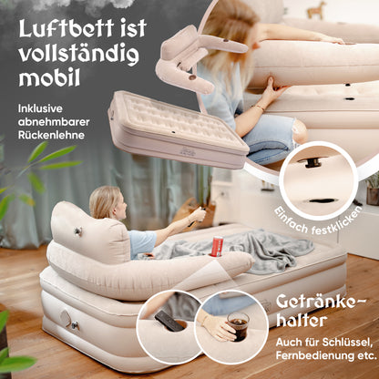 Luftbett für 1 Person [Praktisches 3 in 1 System] in Beige