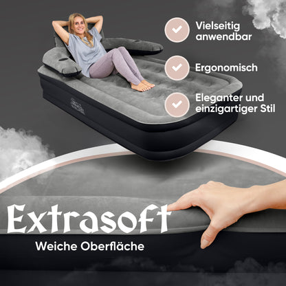 Luftbett für 1 Person [Praktisches 3 in 1 System] in Schwarz/Anthrazit