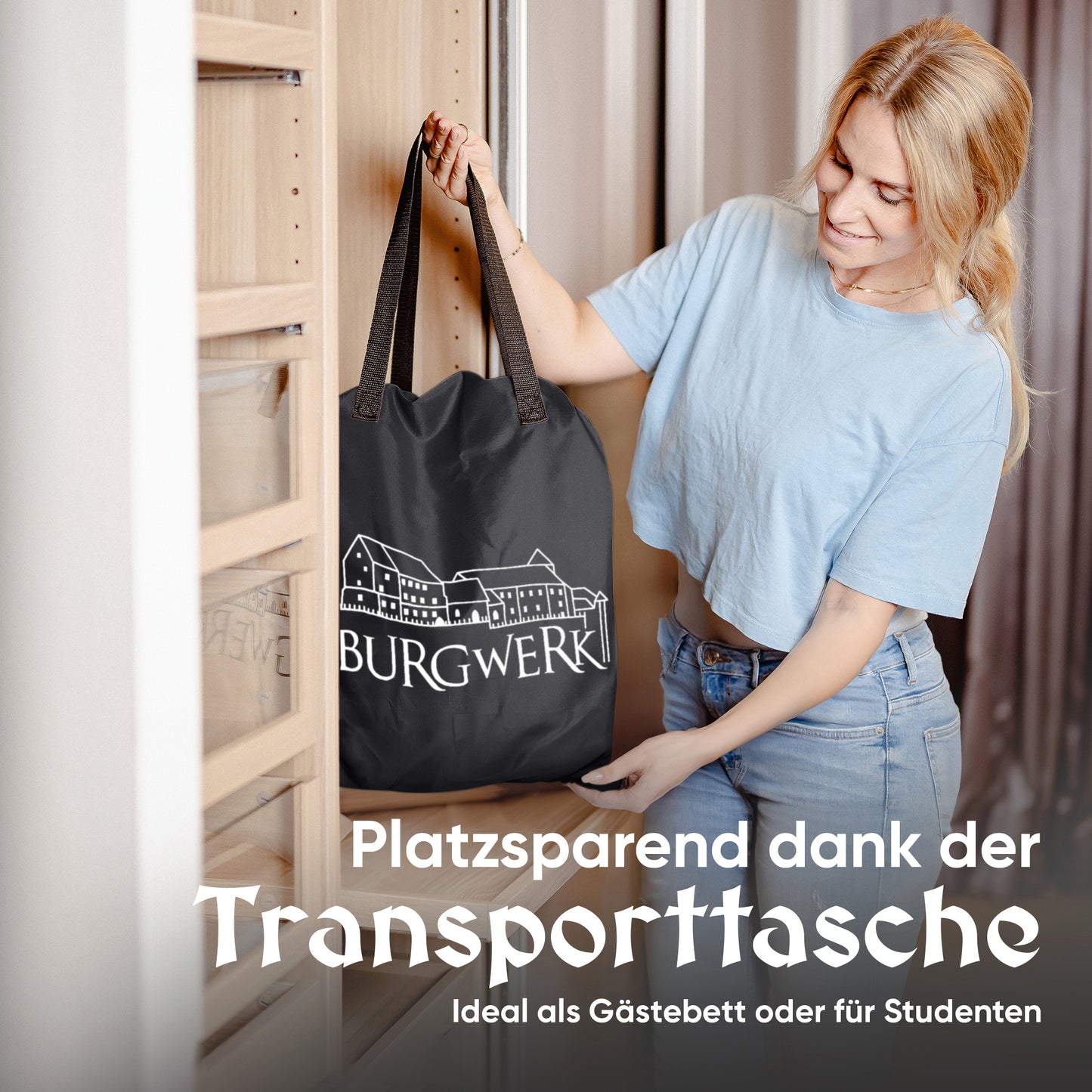 Luftbett für 1 Person [Praktisches 3 in 1 System] in Schwarz/Anthrazit