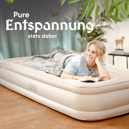 Luftbett für 1 Person [Praktisches 3 in 1 System] in Beige