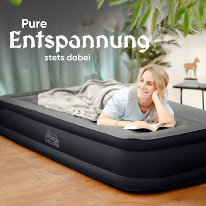 Luftbett für 1 Person [Praktisches 3 in 1 System] in Schwarz/Anthrazit